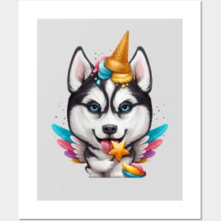 Husky Unicorn Posters and Art